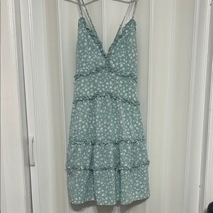 Love Tree - Sage Green Floral Mini Dress, Size S
